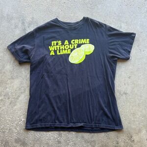 Aeropostale Mens Graphic T-Shirt It's a Crime‎ Without a Lime Black Large
